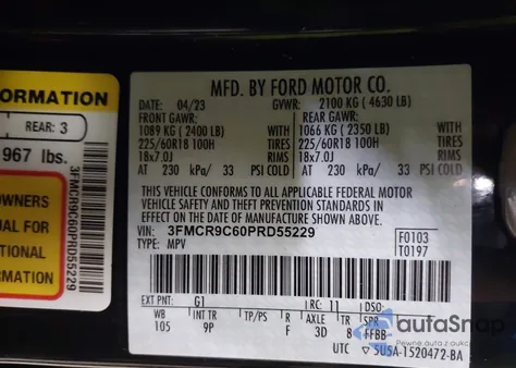 2023 Ford Bronco Sport Outer Banks from USA, damaged, VIN 3FMCR9C60PRD55229